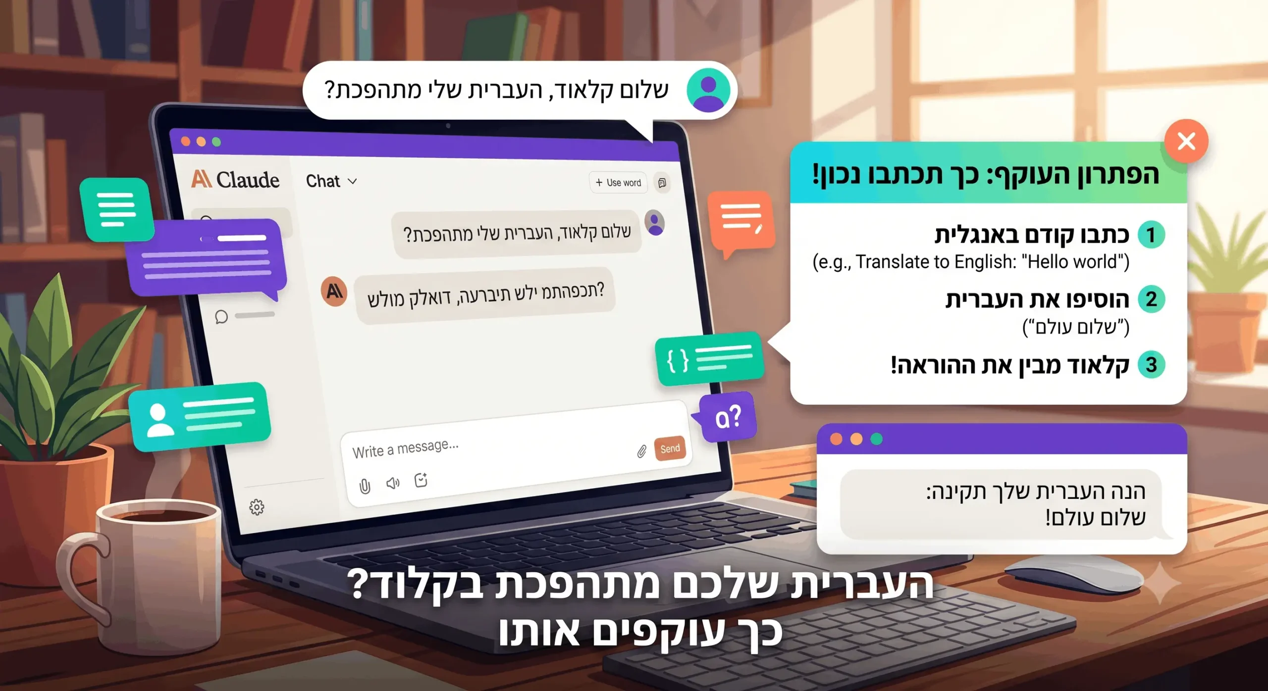 העברית שלכם מתהפכת בקלוד